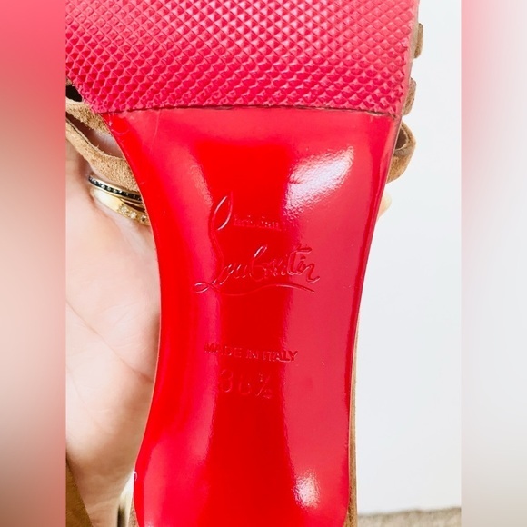 Christian Louboutin Belbrossa 55 Biscotto Brown suede leather Mule Heels EU 38.5 - Picture 6 of 9